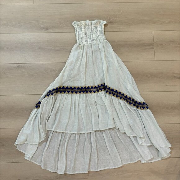 PHO Firenze High-low Maxi Dress Lurex Linen Shirred Bodice - Picture 5 of 10